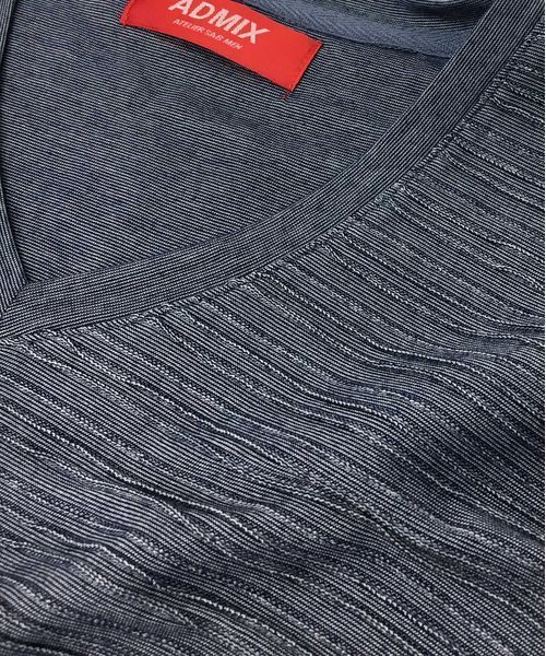 ADMIX/ATELIER SAB MEN（アドミックスアトリエサブメン）の「ピンタック ジャガード ボーダー ／ Vネック ロングTee（Tシャツ/カットソー・メンズ・ブラック/ネイビー/グレー/オフホワイト/ブルー・48/50/52）」の14枚目の写真