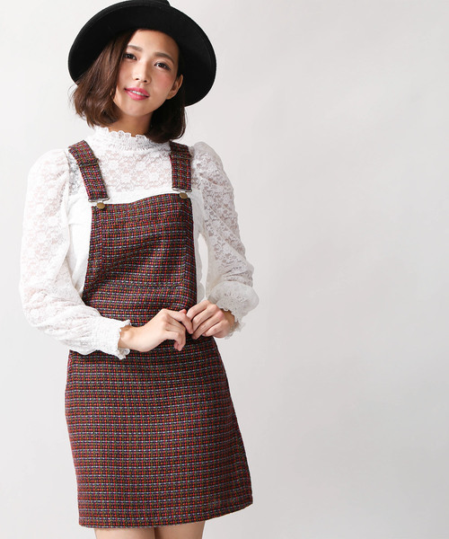 Wego ウィゴー の Wego ツイードジャンパースカート ジャンパースカート Wear Wego ウィゴー の Wego ツイードジャンパースカート ジャンパースカート Wear