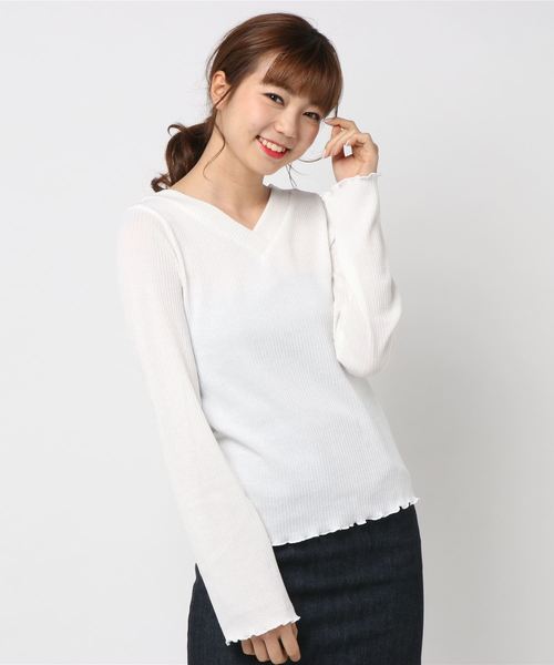 VENCEEXCHANGE（ヴァンスエクスチェンジ）の「アワセVプルオーバー              （Tシャツ/カットソー・レディース・ブラック/ピンク/オフホワイト/グリーン/ライトカーキ・MEDIUM）」の9枚目の写真