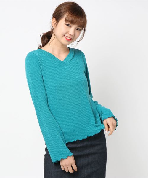 VENCEEXCHANGE（ヴァンスエクスチェンジ）の「アワセVプルオーバー              （Tシャツ/カットソー・レディース・ブラック/ピンク/オフホワイト/グリーン/ライトカーキ・MEDIUM）」の11枚目の写真