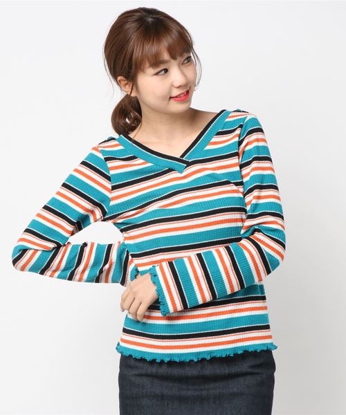 VENCEEXCHANGE（ヴァンスエクスチェンジ）の「アワセVプルオーバー              （Tシャツ/カットソー・レディース・ブラック/ピンク/オフホワイト/グリーン/ライトカーキ・MEDIUM）」の12枚目の写真