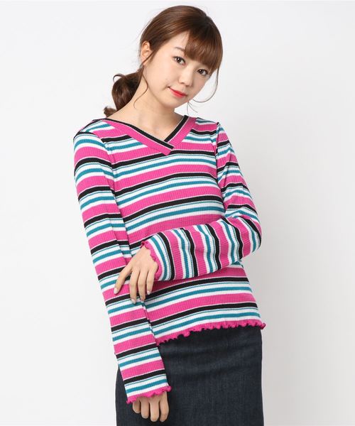 VENCEEXCHANGE（ヴァンスエクスチェンジ）の「アワセVプルオーバー              （Tシャツ/カットソー・レディース・ブラック/ピンク/オフホワイト/グリーン/ライトカーキ・MEDIUM）」の8枚目の写真