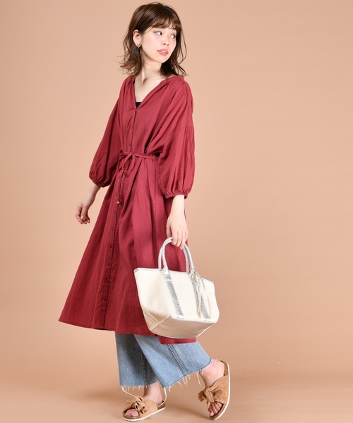 natural couture（ナチュラルクチュール）の「たっぷりギャザーガウンワンピース（ワンピース・レディース・ブラック/ベージュ/オフホワイト/その他/レッド系その他・FREE）」の19枚目の写真