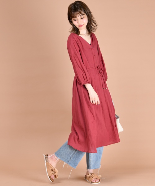 natural couture（ナチュラルクチュール）の「たっぷりギャザーガウンワンピース（ワンピース・レディース・ブラック/ベージュ/オフホワイト/その他/レッド系その他・FREE）」の20枚目の写真