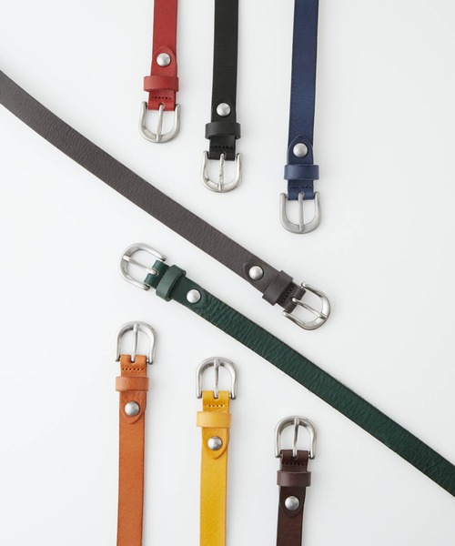 EMMA CLOTHES（エマクローズ）の「本革ロングレザーナローベルト Real Leather Slim Belt（ベルト・メンズ・ブラック/ダークグリーン/ベージュ/オレンジ/キャメル/イエロー/ブルー/ダークブラウン/ホワイト/レッド/チャコール/グレイッシュベージュ/グリーン・FREE）」の21枚目の写真