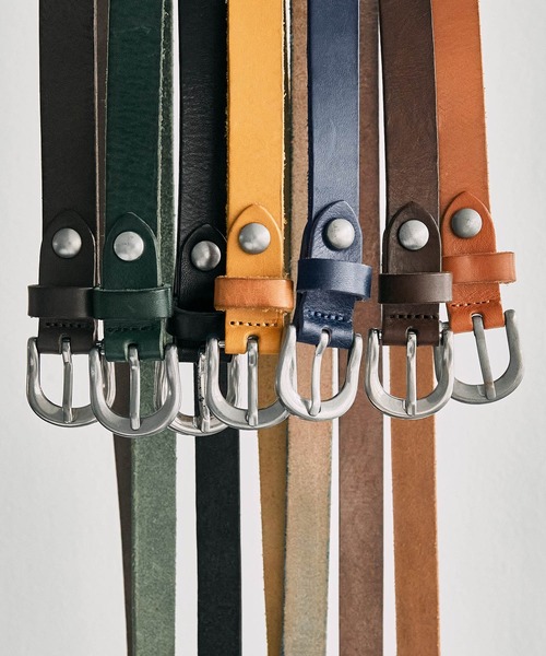 EMMA CLOTHES（エマクローズ）の「本革ロングレザーナローベルト Real Leather Slim Belt（ベルト・メンズ・ブラック/ダークグリーン/ベージュ/オレンジ/キャメル/イエロー/ブルー/ダークブラウン/ホワイト/レッド/チャコール/グレイッシュベージュ/グリーン・FREE）」の18枚目の写真