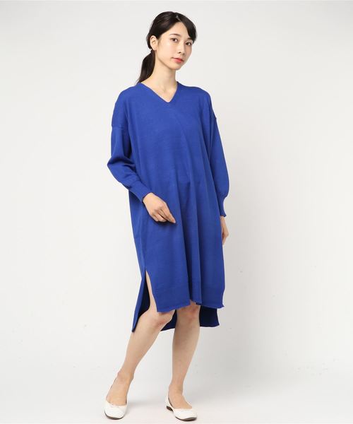 YECCA VECCA（イェッカヴェッカ）の「・Vネックニットワンピース（ワンピース・レディース・ブラック/ブラウン/ブルー/杢グレー・FREE）」の13枚目の写真