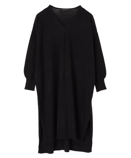 YECCA VECCA（イェッカヴェッカ）の「・Vネックニットワンピース（ワンピース・レディース・ブラック/ブラウン/ブルー/杢グレー・FREE）」の8枚目の写真