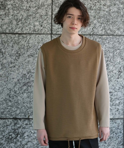 JUNRED(ジュンレッド)の「【ゆったりシルエット】畦ニットソーベスト(ニット/セーター・メンズ・ブラック/ネイビー/キャメル/グレー・M/L)」の5枚目の写真