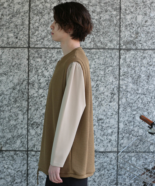 JUNRED(ジュンレッド)の「【ゆったりシルエット】畦ニットソーベスト(ニット/セーター・メンズ・ブラック/ネイビー/キャメル/グレー・M/L)」の6枚目の写真
