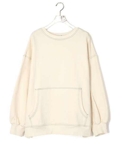 w closet（ダブルクローゼット）の「配色ステッチBigスウェット（スウェット・レディース・アイボリー/グレー系その他/スミクロ・FREE）」の18枚目の写真