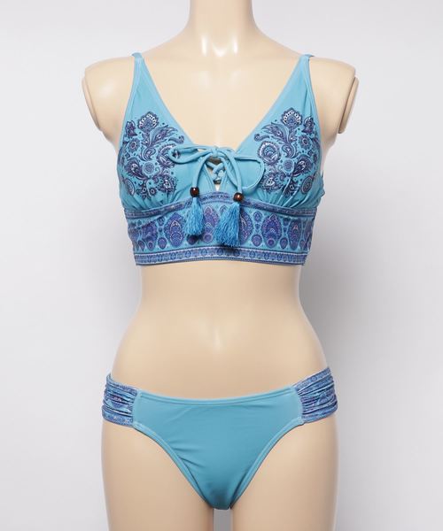 Dalfwin（ダールフィン）の「水着レディース エスニックパネルプリントセパレーツ（水着・レディース・ホワイト/カーキ/ブルー・M/L）」の3枚目の写真