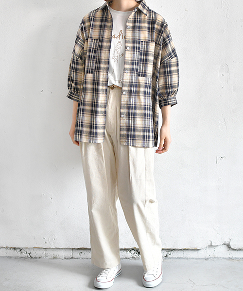 PairPair（ペアペア）の「袖ボリュームチェック柄シャツ（シャツ/ブラウス・レディース・ネイビー/アイボリー・FREE）」の8枚目の写真