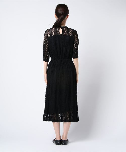 SpRay（スプレイ）の「レース５分袖プチハイネックワンピース（ワンピース・レディース・ホワイト/ブラック/アイボリー・FREE）」の5枚目の写真
