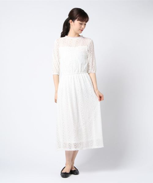 SpRay（スプレイ）の「レース５分袖プチハイネックワンピース（ワンピース・レディース・ホワイト/ブラック/アイボリー・FREE）」の6枚目の写真