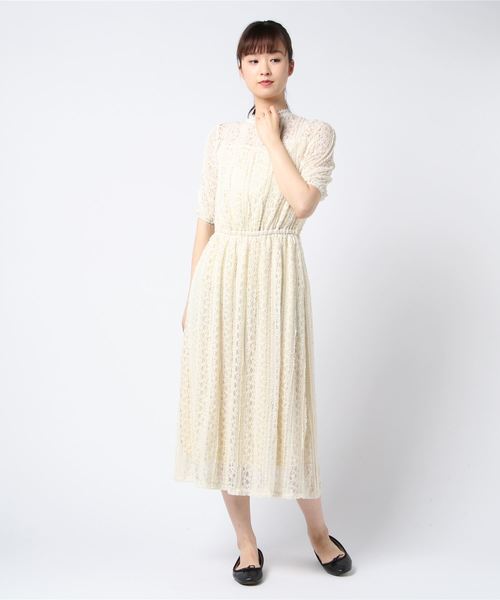 SpRay（スプレイ）の「レース５分袖プチハイネックワンピース（ワンピース・レディース・ホワイト/ブラック/アイボリー・FREE）」の8枚目の写真