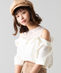 WEGO/オープンショルダードッキングシャツ