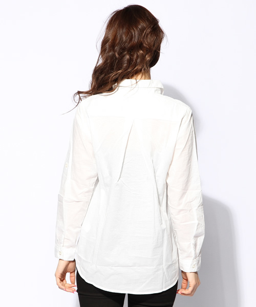 AZUL by moussy（アズールバイマウジー）の「60Sローンスキッパー比翼長袖T/B PO（シャツ/ブラウス・レディース・ライトグレー/ネイビー/オフホワイト/ライトピンク・LARGE/SMALL/MEDIUM）」の8枚目の写真