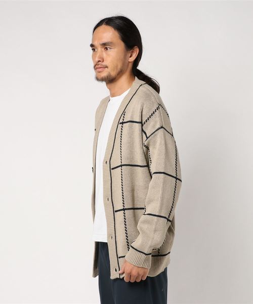 WEGO（ウィゴー）の「WEGO/ビッグシルエットチェックカーディガン（カーディガン/ボレロ・メンズ・ブラック/ベージュ・MEDIUM/LARGE）」の3枚目の写真