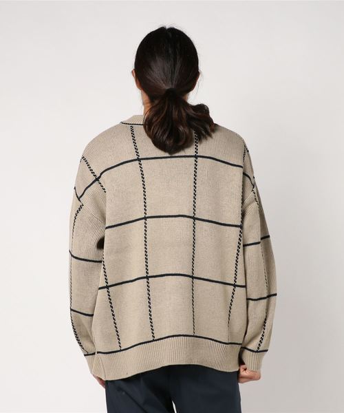 WEGO（ウィゴー）の「WEGO/ビッグシルエットチェックカーディガン（カーディガン/ボレロ・メンズ・ブラック/ベージュ・MEDIUM/LARGE）」の4枚目の写真