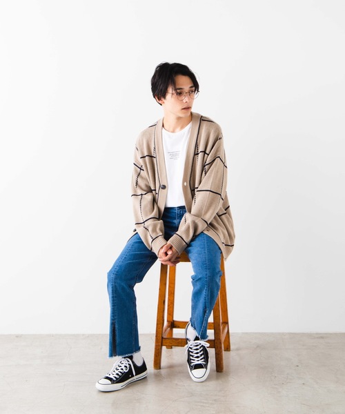 WEGO（ウィゴー）の「WEGO/ビッグシルエットチェックカーディガン（カーディガン/ボレロ・メンズ・ブラック/ベージュ・MEDIUM/LARGE）」の11枚目の写真