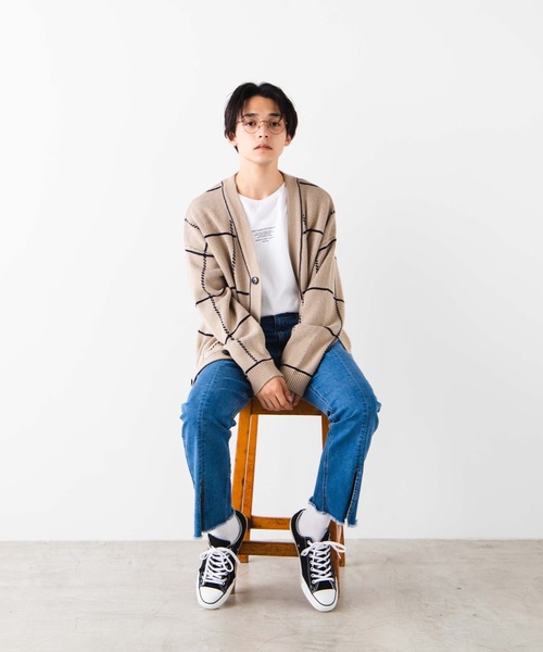 WEGO（ウィゴー）の「WEGO/ビッグシルエットチェックカーディガン（カーディガン/ボレロ・メンズ・ブラック/ベージュ・MEDIUM/LARGE）」の12枚目の写真