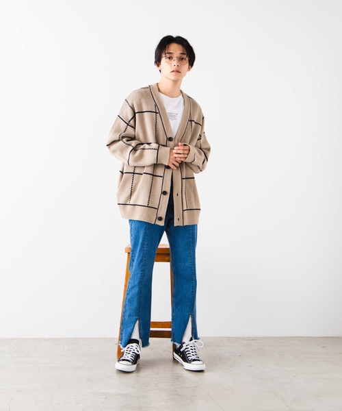WEGO（ウィゴー）の「WEGO/ビッグシルエットチェックカーディガン（カーディガン/ボレロ・メンズ・ブラック/ベージュ・MEDIUM/LARGE）」の13枚目の写真