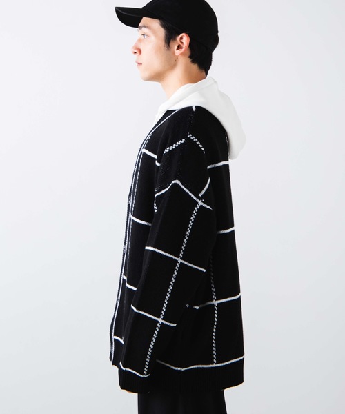 WEGO（ウィゴー）の「WEGO/ビッグシルエットチェックカーディガン（カーディガン/ボレロ・メンズ・ブラック/ベージュ・MEDIUM/LARGE）」の5枚目の写真