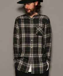 MONKEY TIME | MT ∴ チェック バンド カラー ロング シャツ(シャツ/ブラウス)