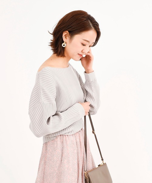 DouDou(ドゥドゥ)の「リブドルマン(ニット/セーター・レディース・オフホワイト/モカ/グレイッシュベージュ/ラベンダー/サーモンピンク/ライトグレー/グリーン/ピンクベージュ/ミント・FREE)」の7枚目の写真