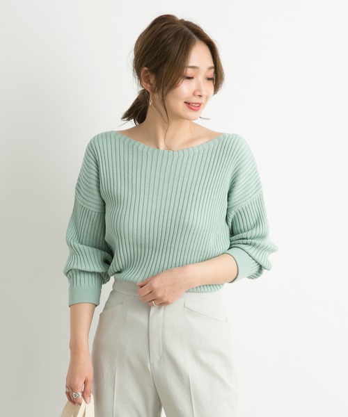 DouDou(ドゥドゥ)の「リブドルマン(ニット/セーター・レディース・オフホワイト/モカ/グレイッシュベージュ/ラベンダー/サーモンピンク/ライトグレー/グリーン/ピンクベージュ/ミント・FREE)」の5枚目の写真