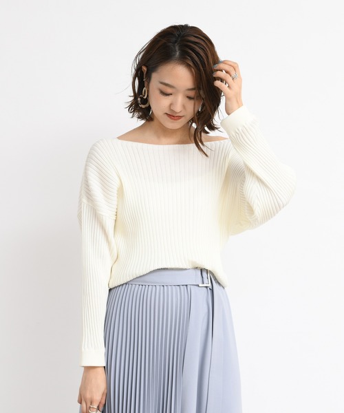 DouDou(ドゥドゥ)の「リブドルマン(ニット/セーター・レディース・オフホワイト/モカ/グレイッシュベージュ/ラベンダー/サーモンピンク/ライトグレー/グリーン/ピンクベージュ/ミント・FREE)」の18枚目の写真