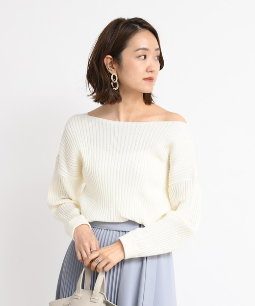 DouDou(ドゥドゥ)の「リブドルマン(ニット/セーター・レディース・オフホワイト/モカ/グレイッシュベージュ/ラベンダー/サーモンピンク/ライトグレー/グリーン/ピンクベージュ/ミント・FREE)」の19枚目の写真