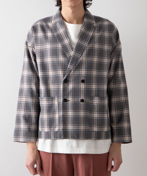 WEGO（ウィゴー）の「WEGO/【セットアップ対応商品】チェックダブルテーラードジャケット（テーラードジャケット・メンズ・ベージュ/グレー・MEDIUM/LARGE）」の14枚目の写真