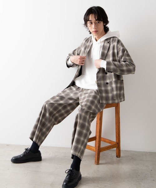 WEGO（ウィゴー）の「WEGO/【セットアップ対応商品】チェックダブルテーラードジャケット（テーラードジャケット・メンズ・ベージュ/グレー・MEDIUM/LARGE）」の11枚目の写真