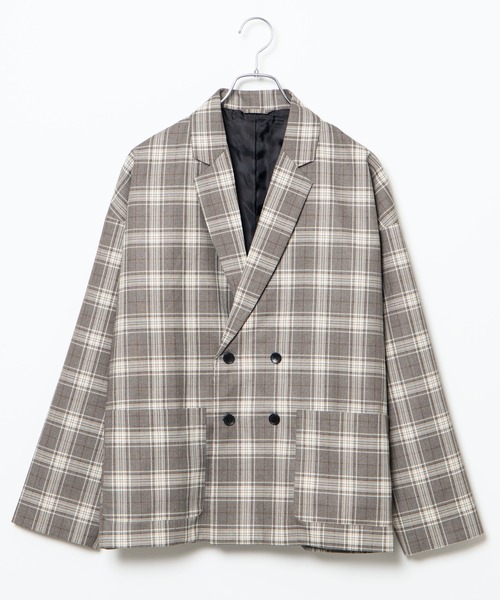 WEGO（ウィゴー）の「WEGO/【セットアップ対応商品】チェックダブルテーラードジャケット（テーラードジャケット・メンズ・ベージュ/グレー・MEDIUM/LARGE）」の17枚目の写真