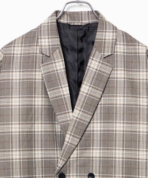 WEGO（ウィゴー）の「WEGO/【セットアップ対応商品】チェックダブルテーラードジャケット（テーラードジャケット・メンズ・ベージュ/グレー・MEDIUM/LARGE）」の8枚目の写真