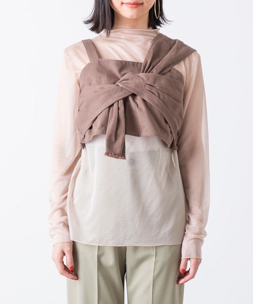 WEGO(ウィゴー)の「WEGO/【2点セット】シアーロンT付きビスチェ(Tシャツ/カットソー・レディース・ブラック/ライトブラウン・FREE)」の10枚目の写真