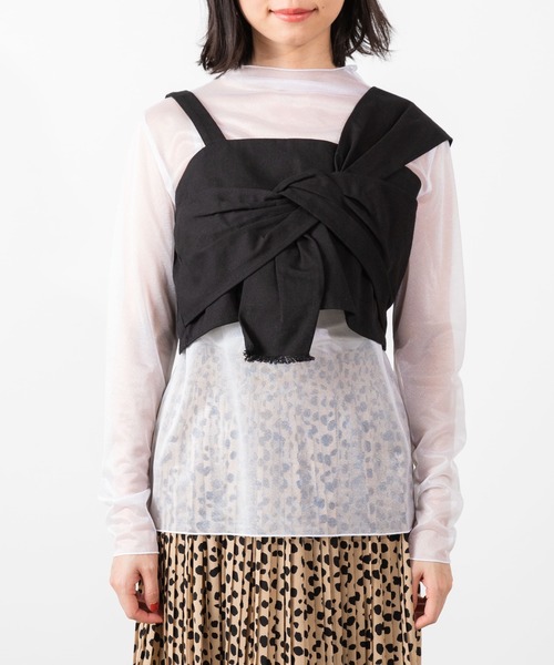 WEGO(ウィゴー)の「WEGO/【2点セット】シアーロンT付きビスチェ(Tシャツ/カットソー・レディース・ブラック/ライトブラウン・FREE)」の9枚目の写真