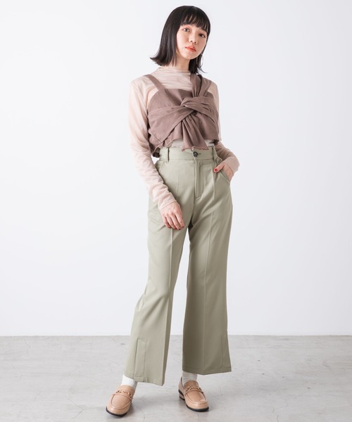 WEGO(ウィゴー)の「WEGO/【2点セット】シアーロンT付きビスチェ(Tシャツ/カットソー・レディース・ブラック/ライトブラウン・FREE)」の6枚目の写真