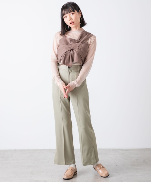 WEGO(ウィゴー)の「WEGO/【2点セット】シアーロンT付きビスチェ(Tシャツ/カットソー・レディース・ブラック/ライトブラウン・FREE)」の7枚目の写真