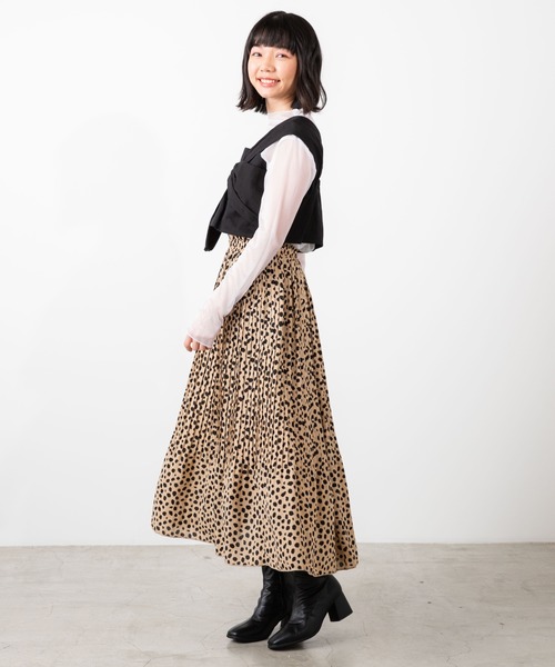 WEGO(ウィゴー)の「WEGO/【2点セット】シアーロンT付きビスチェ(Tシャツ/カットソー・レディース・ブラック/ライトブラウン・FREE)」の3枚目の写真