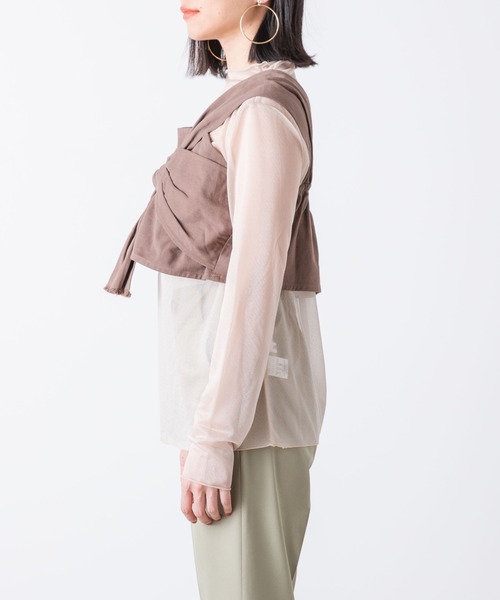 WEGO(ウィゴー)の「WEGO/【2点セット】シアーロンT付きビスチェ(Tシャツ/カットソー・レディース・ブラック/ライトブラウン・FREE)」の11枚目の写真