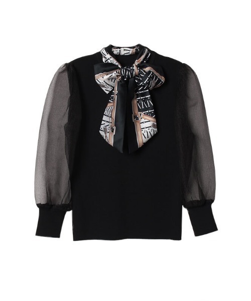 EIMY ISTOIRE（エイミーイストワール）の「EMチェーンスカーフ付きシアースリーブニットプルオーバー（ニット/セーター・レディース・ホワイト/ブラック/ベージュ/ネイビー/ピンク・FREE）」の21枚目の写真