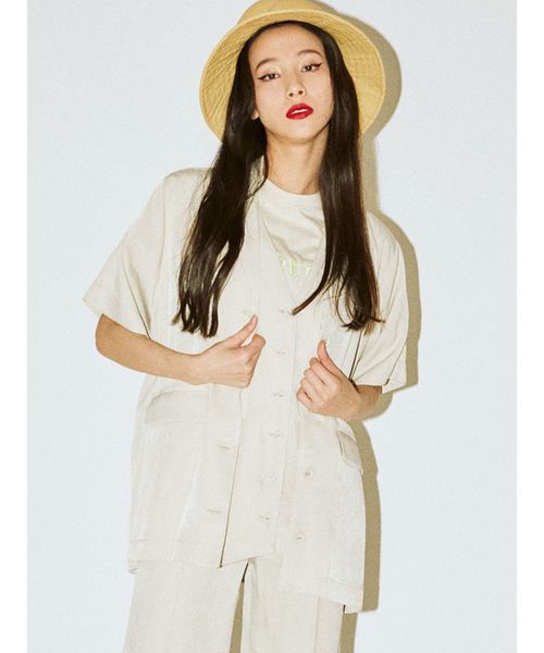 jouetie（ジュエティ）の「ハーフスリーブジャケットシャツ*センタータックストレートパンツ（テーラードジャケット・レディース・ブラック/ブルー/グリーン/アイボリー/その他1・MEDIUM/LARGE）」の12枚目の写真