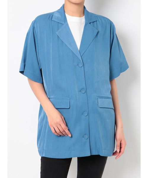 jouetie（ジュエティ）の「ハーフスリーブジャケットシャツ*センタータックストレートパンツ（テーラードジャケット・レディース・ブラック/ブルー/グリーン/アイボリー/その他1・MEDIUM/LARGE）」の11枚目の写真