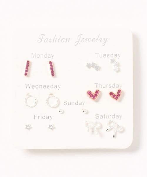 F D 7セット ウィークリーデザインピアス ピアス 両耳用 Fun Daily ファンアンドデイリー のファッション通販 Zozotown