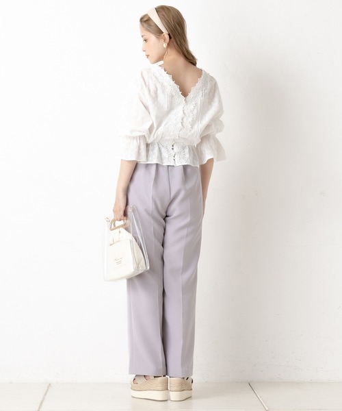 one after another NICE CLAUP（ワンアフターアナザーナイスクラップ）の「インナーセットからみレースブラウス（シャツ/ブラウス・レディース・ベージュ/オフホワイト/ブルーグレー・FREE）」の7枚目の写真