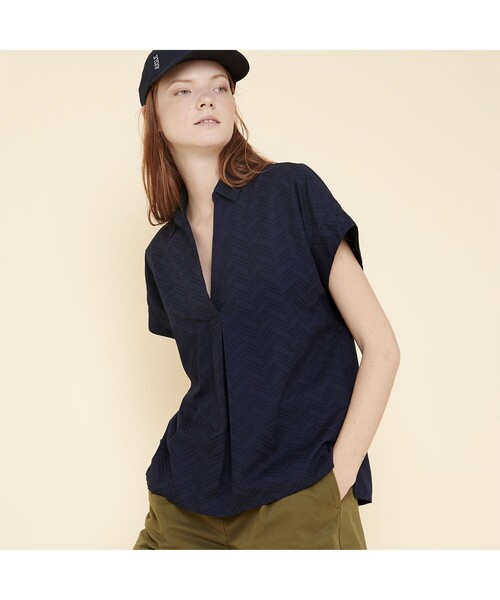 AIGLE(エーグル)の「タピリラ 半袖カットソー(シャツ/ブラウス・レディース・ライトピンク/ダークネイビー/ホワイト・40/38/36)」の2枚目の写真