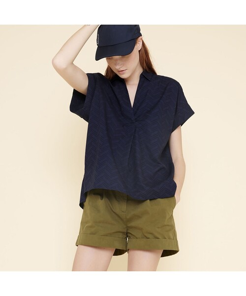 AIGLE(エーグル)の「タピリラ 半袖カットソー(シャツ/ブラウス・レディース・ライトピンク/ダークネイビー/ホワイト・40/38/36)」の14枚目の写真